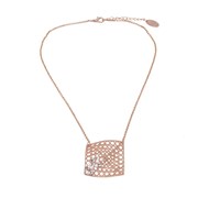 Collier ras du cou en plaqué or rose, chaîne, métal géométrique avec perles et cristaux - Bijou de créateur