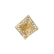 Bague ajustable en plaqué or avec métal géométrique, perles et cristaux - Bijou de créateur