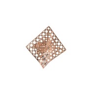 Bague ajustable en plaqué or rose avec métal géométrique, perles et cristaux - Bijou de créateur