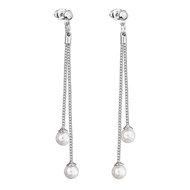 Boucles d'oreilles cristal Swarovski perles blanches en plaqué Or Blanc et rhodié