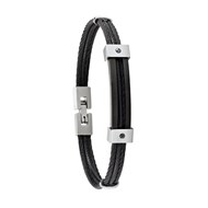 Bracelet PEJO, câble acier inoxydable noir et cordelette
