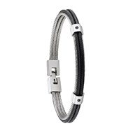 Bracelet FUF, câble, acier inoxydable et cordelette noire