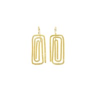 Boucles d'oreilles en plaqué or avec crochet et martelé à la main en forme de parallélogramme - Bijou de créateur