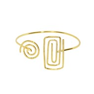 Bracelet rigide en plaqué or avec fil martelé à la main avec différentes textures - Bijou de créateur