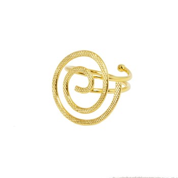 Adjustable gold-plated ring with hand-hammered wire - Bijou de créateur