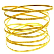 Bracelet rigide en plaqué or métallique fait main avec 8 rangées de fil martelé - Bijou de créateur