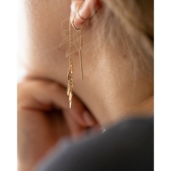 Boucles d'Oreilles Pendantes Ajustables Pampilles Feuilles Plaqué Or