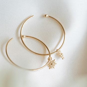 Boucles d'oreilles Créoles Tendances Soleil Plaqué Or