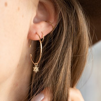 Boucles d'oreilles Créoles Tendances Soleil Plaqué Or