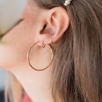 Boucles d'oreilles Créoles Tendance Classe Chic Simple Anneaux Plaqué Or