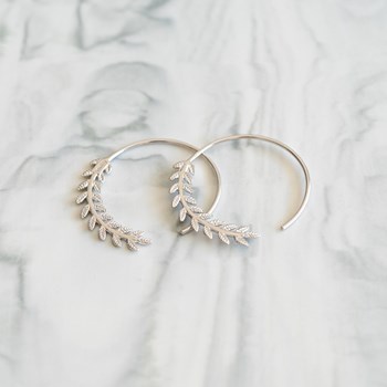 Boucles d'Oreilles Creoles Argent Tendance Feuilles de Laurier Epis de Blé