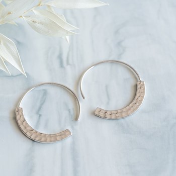 Boucles d'oreilles Créoles Argent Tendance Chic Martelé