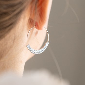 Boucles d'oreilles Créoles Argent Tendance Chic Martelé