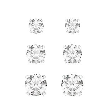 Set de 3 paires de boucles d'oreilles oxydes acier argenté 3 mm, 4 mm et 5 mm