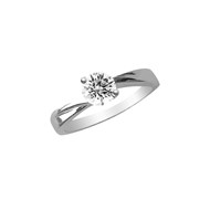 Bague solitaire argent 925 rhodié et oxyde de zirconium