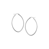 Boucles d'oreilles créoles ovale acier argenté 3,5 cm