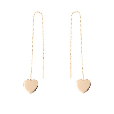 Boucles d'Oreilles Or Jaune Coeur - Pendantes - Femme - vue V1