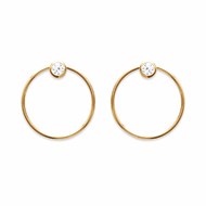 Boucles d'Oreilles Créoles Plaqué Or Devant Derrière Zirconium