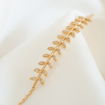 Trendy vergulde armband Tarwe spikes Laurierbladeren Zirkonium