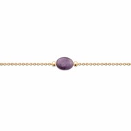 Bracelet Fin Plaqué Or Amethyste Pierre Precieuse Tendance