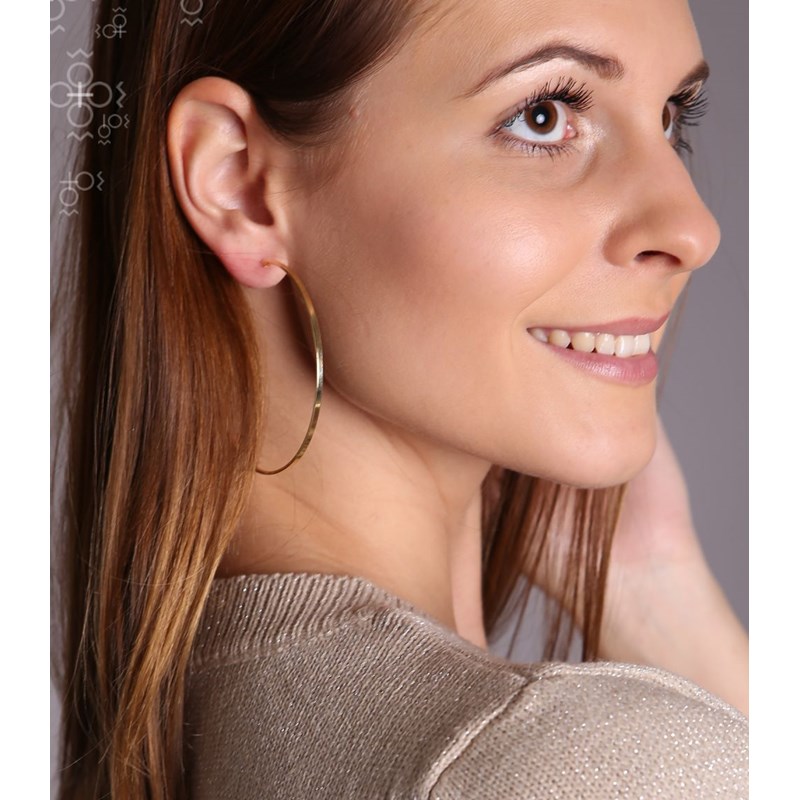 Boucles d'oreilles créoles en plaqué Or et rhodié - vue 2