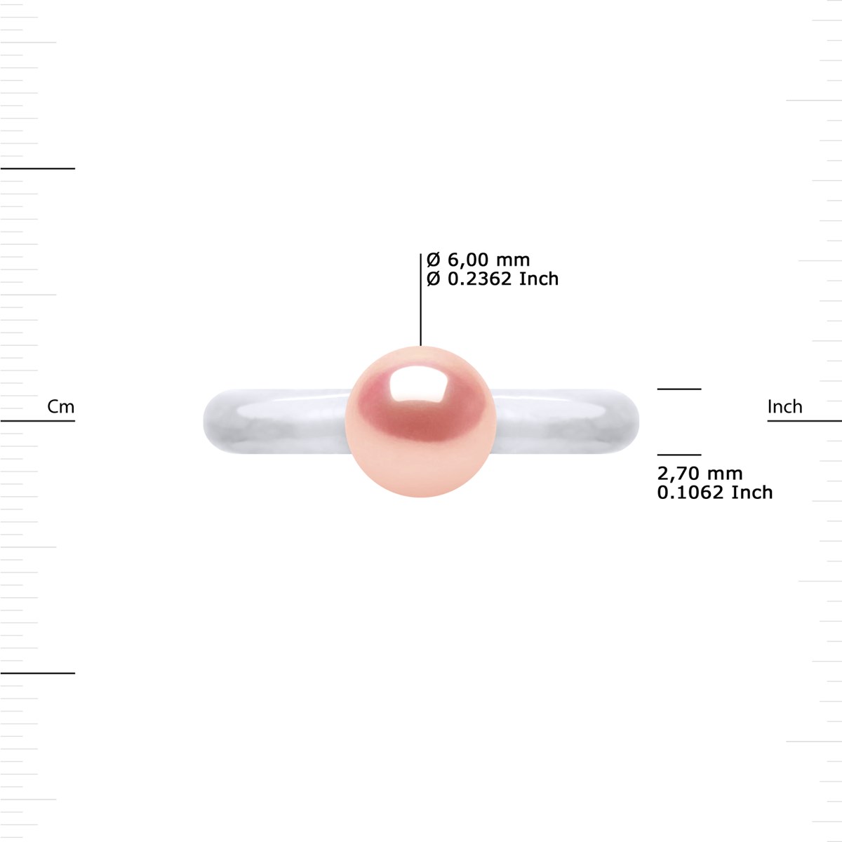 Bague Ajustable Jonc Perle d'Eau Douce Ronde 6-7 mm Rose Argent 925 - vue 3