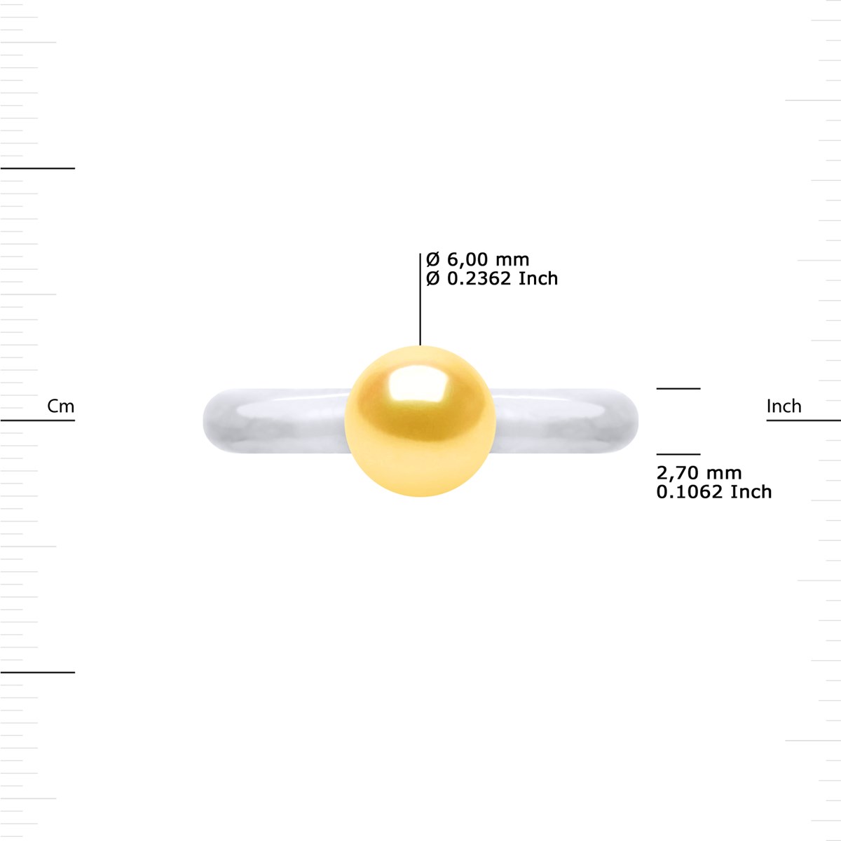Bague Ajustable Jonc Perle d'Eau Douce Ronde 6-7 mm Dorée Argent 925 - vue 3