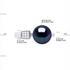 Bague Ajustable Perle d'Eau Douce 9-10 mm Noire Joaillerie Argent 925 - vue V3