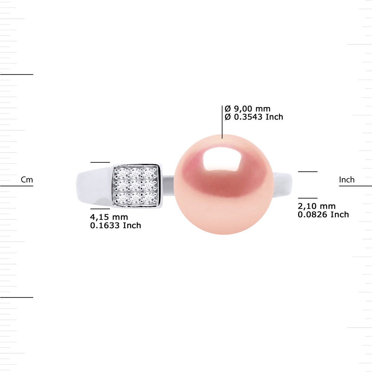 Bague Ajustable Perle d'Eau Douce 9-10 mm Rose Joaillerie Argent 925 - vue 3