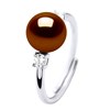 Bague Ajustable Perle d'Eau Douce 7-8 mm Chocolat et Oxydes de Zirconium Argent 925 - vue V1
