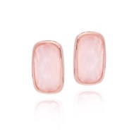 Boucles d'oreilles argent rose petit galet pierre rose