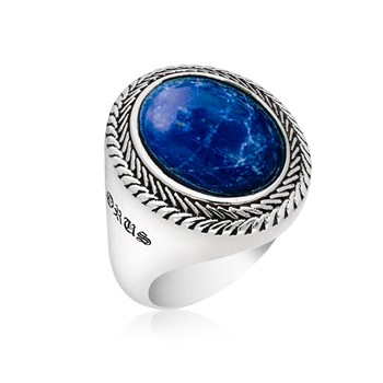 Bague Homme Argent Lapis Bouddha