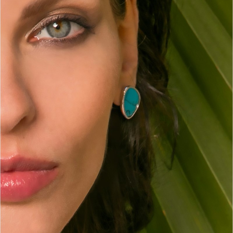 Boucles D'oreilles Argent Victoria Cristal Turquoise - vue 2