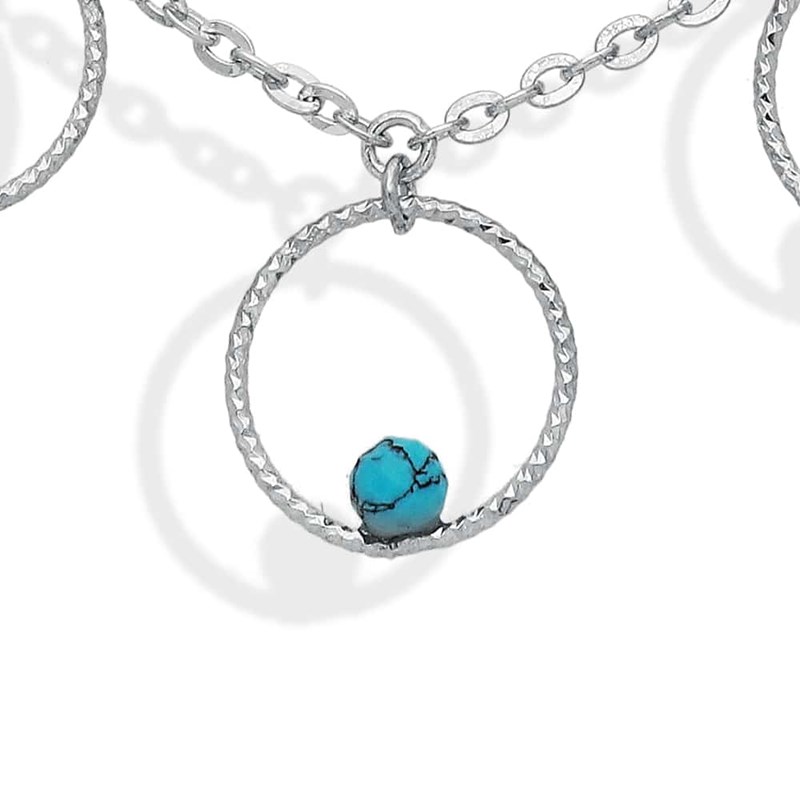 Collier Argent Bulles Et Pierre Turquoise - vue 2