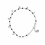 Bracelet Argent Petites Perles Pampilles Et Spinelle Noire