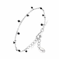 Bracelet Argent Petites Goutte Perles Spinelle Noire