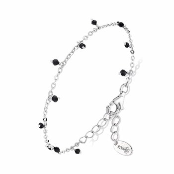 Silver Bracelet Small Drop Beads Black Spinel