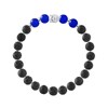 Bracelet BUDDAH Calcédoine Bleue - Pierre de Lave Naturelle - Argent 925 - vue V1