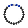 Bracelet BUDDAH OEil de Faucon (OEil de Tigre Bleu) - Pierre de Lave Naturelle - Argent 925 - vue V1