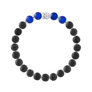 Bracelet BUDDAH OEil de Faucon (OEil de Tigre Bleu) - Pierre de Lave Naturelle - Argent 925