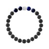 Bracelet BUDDAH OEil de Faucon (OEil de Tigre Bleu) - Pierre de Lave Naturelle - Argent 925 - vue V1