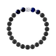 Bracelet BUDDAH OEil de Faucon (OEil de Tigre Bleu) - Pierre de Lave Naturelle - Argent 925
