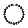 Bracelet BUDDAH Véritables Lapiz Lazulis Bleus - Pierre de Lave Naturelle - Argent 925 - vue V1