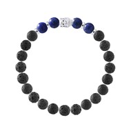 Bracelet BUDDAH Véritables Lapiz Lazulis Bleus - Pierre de Lave Naturelle - Argent 925
