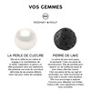 Bracelet BUDDAH Véritables Perles de Culture Colori BLANC NACRE - Pierre de Lave Naturelle - Argent 925 - vue V4