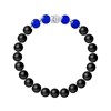 Bracelet BUDDAH Calcédoine Bleue Véritable - Agate Noire Matte en Argent 925 - vue V1