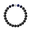 Bracelet BUDDAH OEil de Faucon (OEil de Tigre Bleu ) - Agate Noire Matte en Argent 925 - vue V1