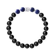 Bracelet BUDDAH Lapiz Lazuli - Agate Noire Matte en Argent 925