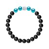 Bracelet BUDDAH Véritables Perles de Culture Colori BLEU TURQUOISE - Agate Noire Matte - Argent 925 - vue V1