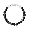 Bracelet BUDDAH Véritables Perles de Culture Colori BLANC NACRE - Agate Noire Matte - Argent 925 - vue V1
